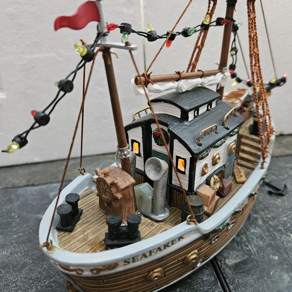 Carole Towne Seafarer Christmas Ship •Nautical Village Boat •Dual Power 2002